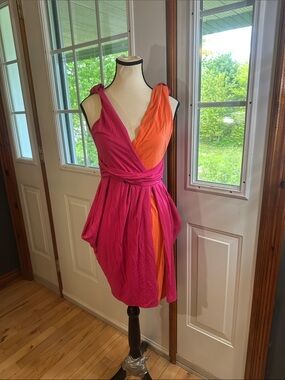 ASOS Pink and Orange Faux Wrap Dress